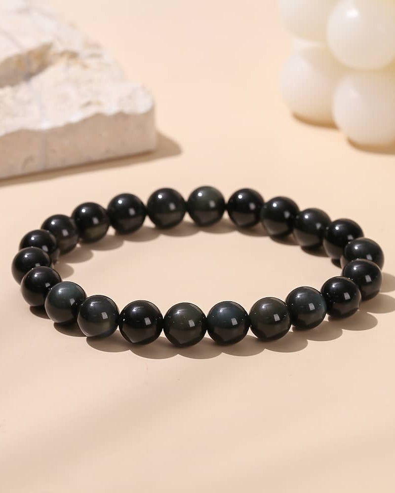 Bracelet En Obsidienne Arc-en-Ciel Naturelle - Pierre Fine Bien-être - Bijoux Femme/homme - Cadeau Spiritualité